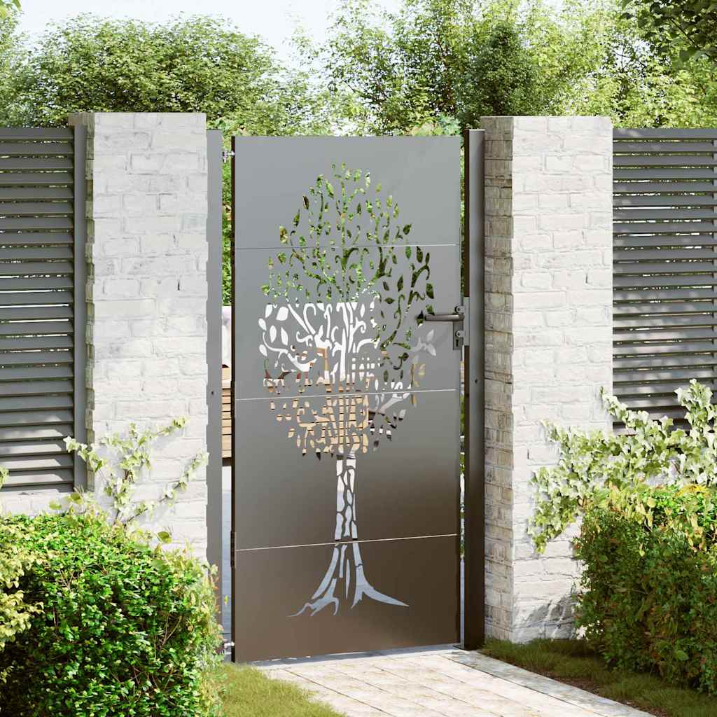 vidaXL Brama ogrodowa Czarny 110 x 205 cm Stal Malowana Proszkowo
