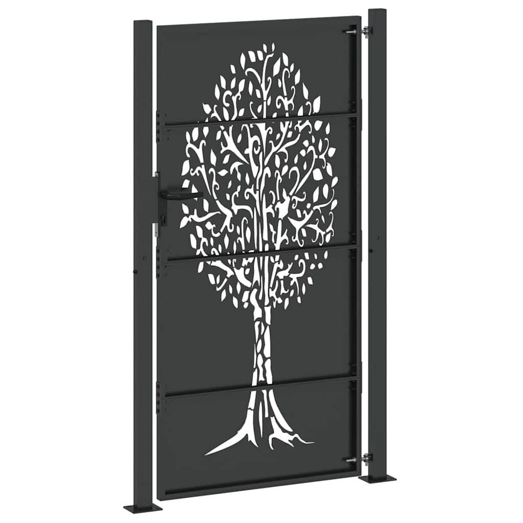 vidaXL Brama ogrodowa Czarny 110 x 205 cm Stal Malowana Proszkowo