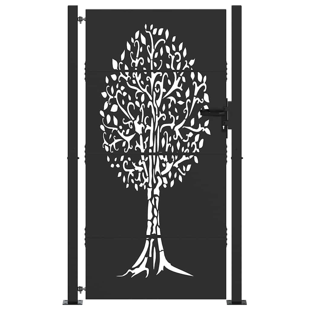 vidaXL Brama ogrodowa Czarny 110 x 205 cm Stal Malowana Proszkowo