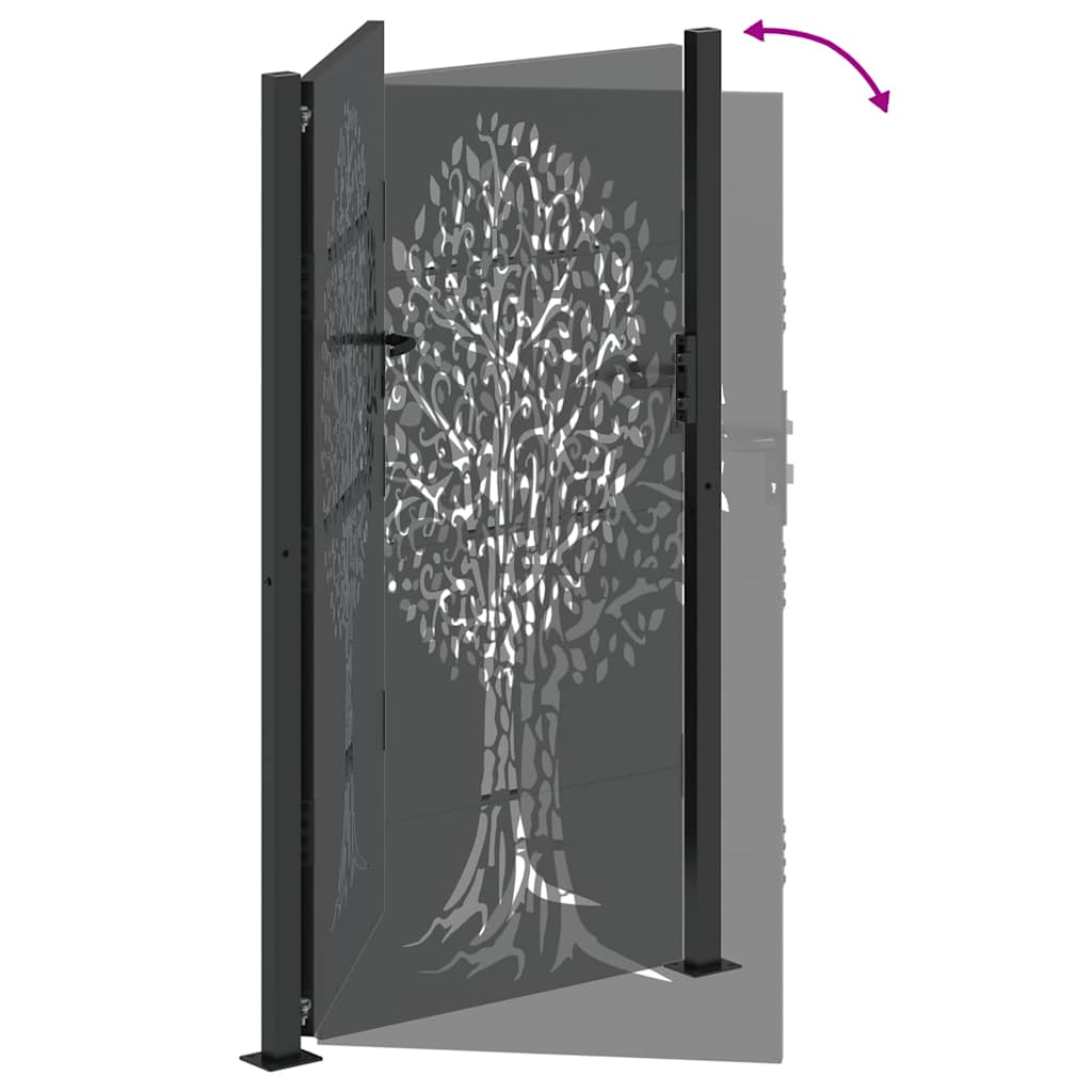 vidaXL Brama ogrodowa Czarny 110 x 205 cm Stal Malowana Proszkowo