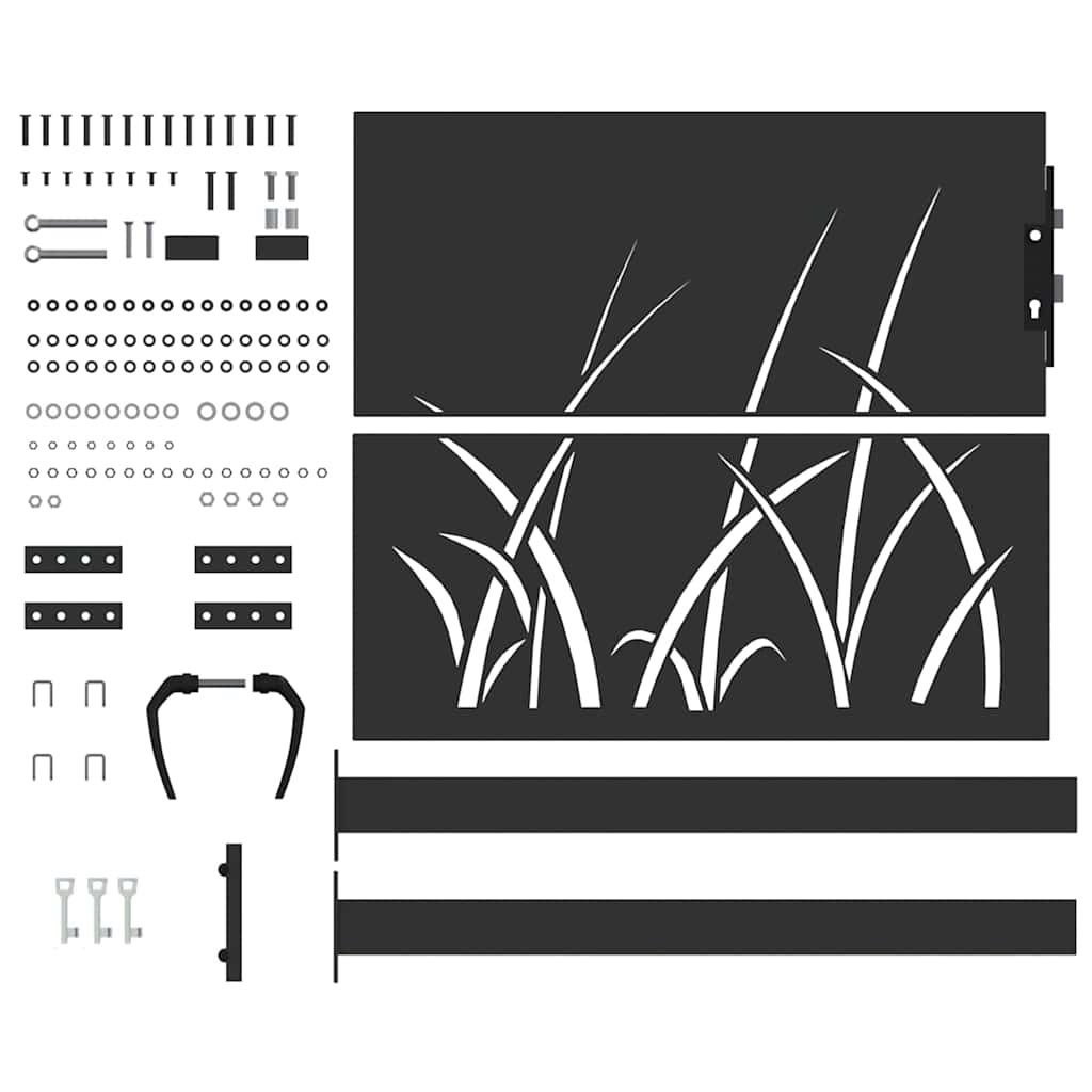 vidaXL Brama ogrodowa Czarny 110 x 105 cm Stal Malowana Proszkowo