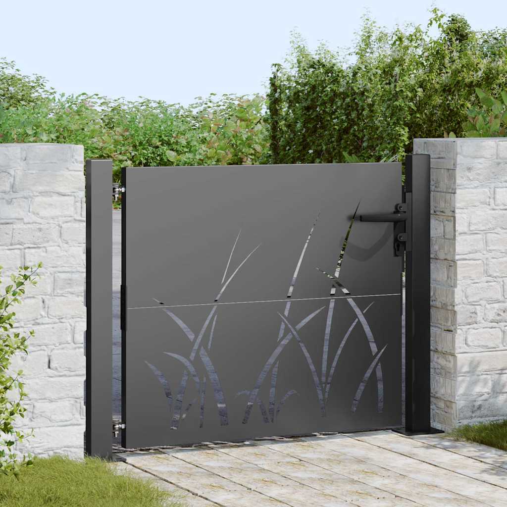 vidaXL Brama ogrodowa Czarny 110 x 105 cm Stal Malowana Proszkowo
