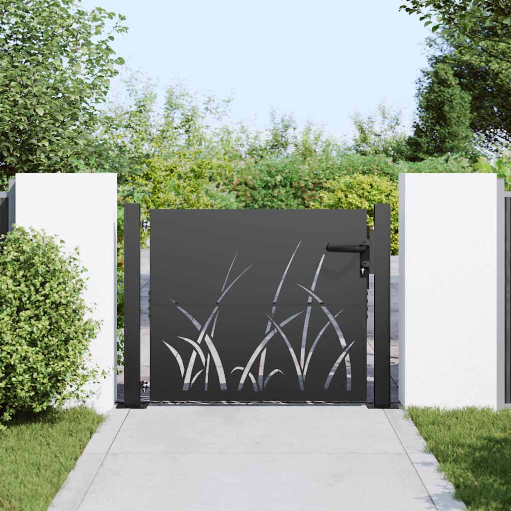 vidaXL Brama ogrodowa Czarny 110 x 105 cm Stal Malowana Proszkowo