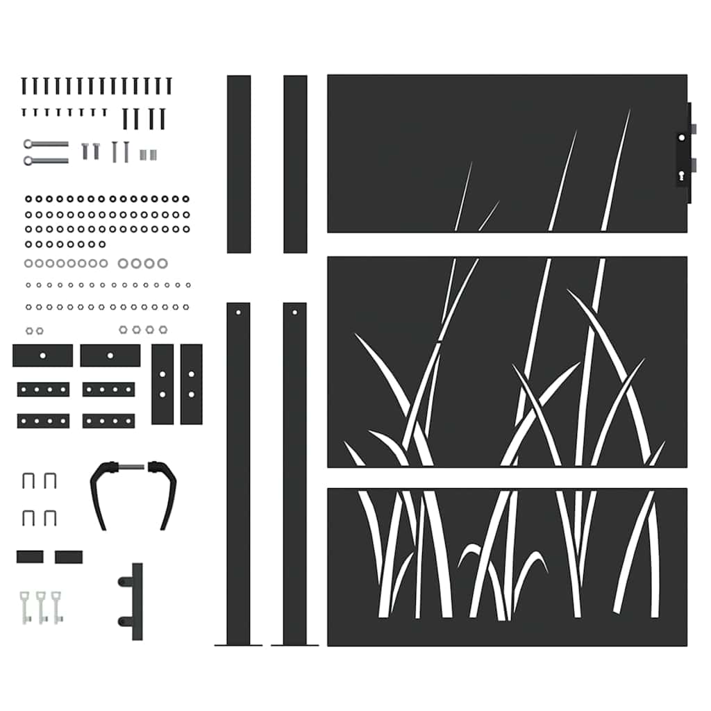 vidaXL Brama ogrodowa Czarny 110 x 130 cm Stal Malowana Proszkowo