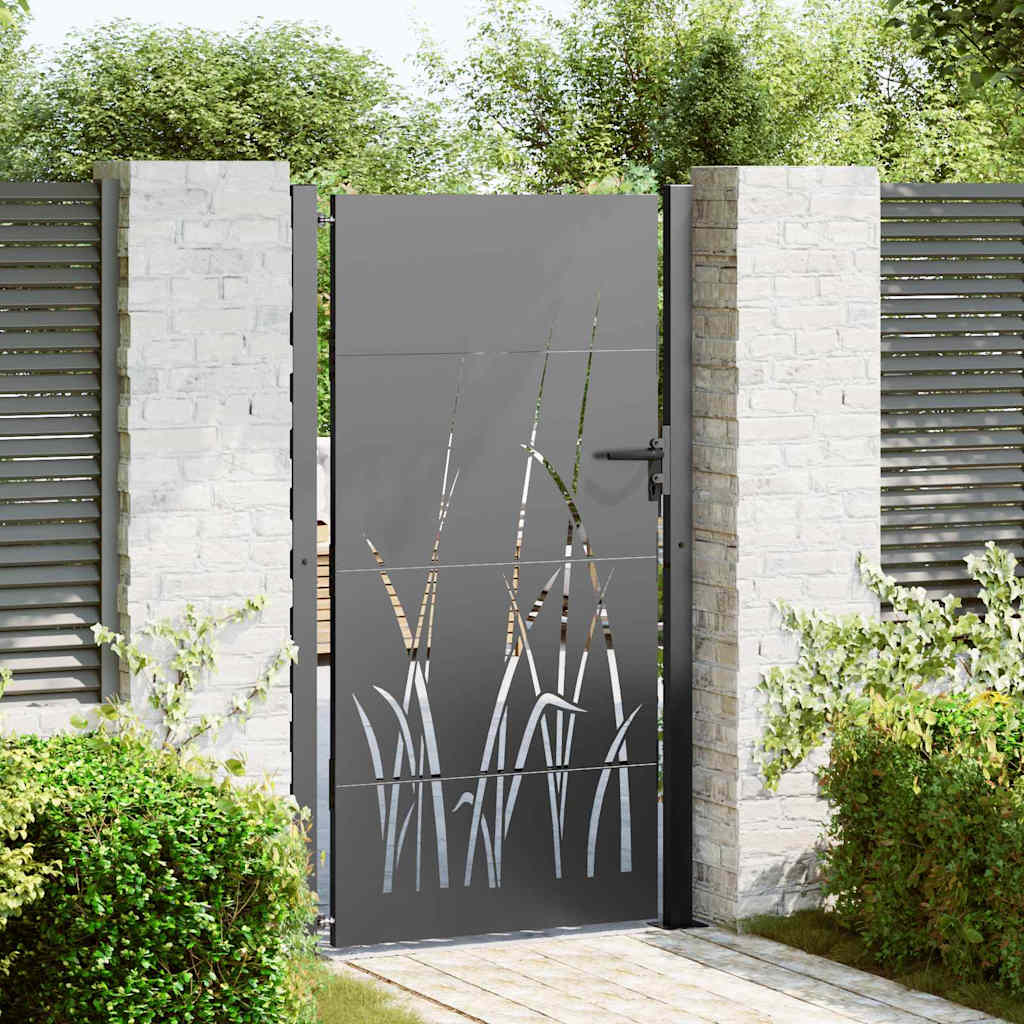 vidaXL Brama ogrodowa Czarny 110 x 180 cm Stal Malowana Proszkowo