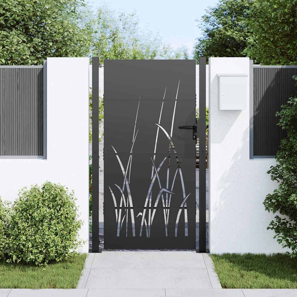 vidaXL Brama ogrodowa Czarny 110 x 205 cm Stal Malowana Proszkowo