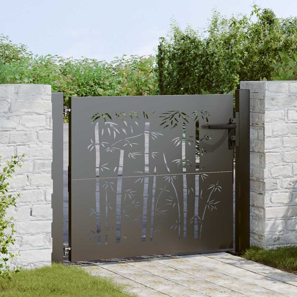 vidaXL Brama ogrodowa Czarny 110 x 105 cm Stal malowana proszkowo