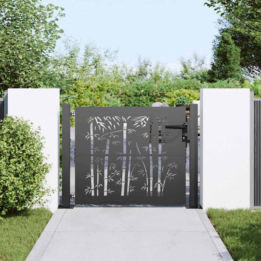 vidaXL Brama ogrodowa Czarny 110 x 105 cm Stal malowana proszkowo