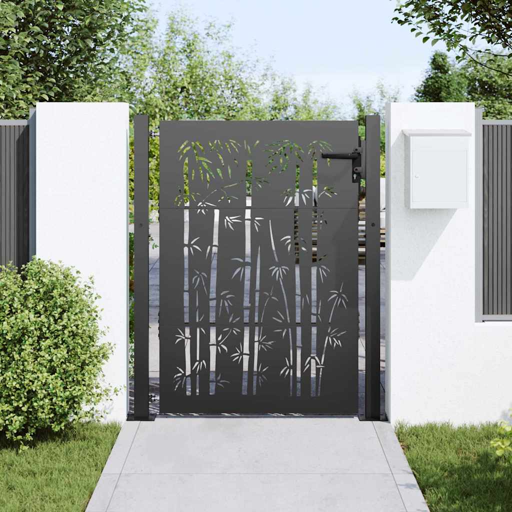 vidaXL Brama ogrodowa Czarny 110 x 130 cm Stal malowana proszkowo