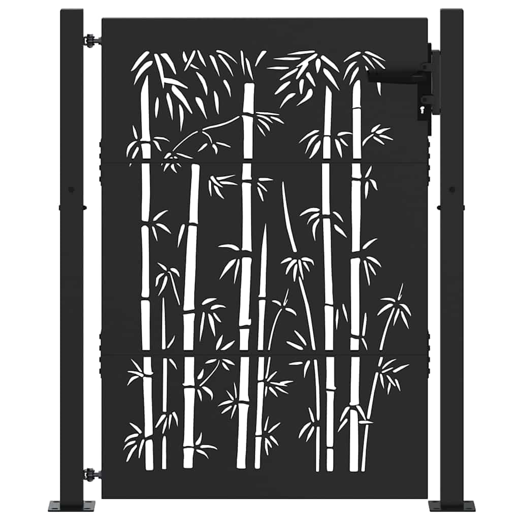 vidaXL Brama ogrodowa Czarny 110 x 155 cm Stal malowana proszkowo