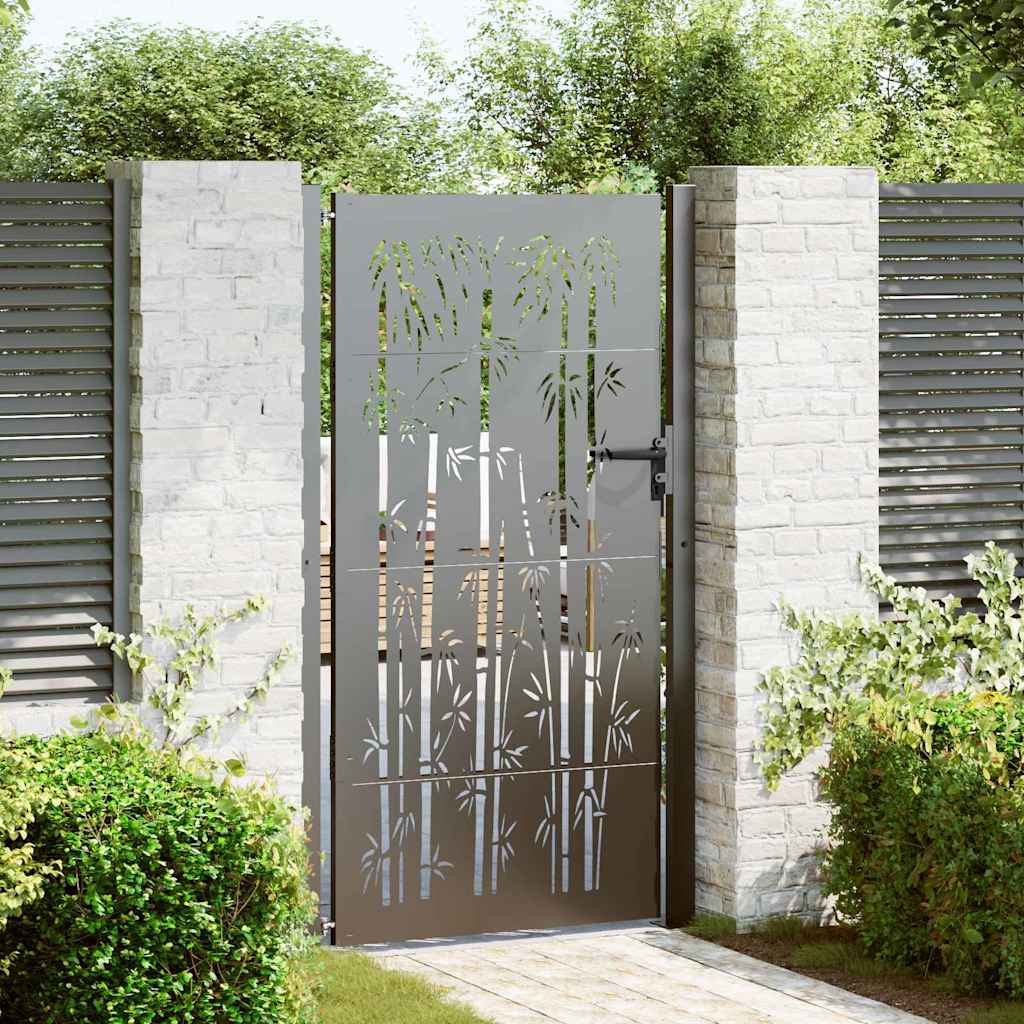 vidaXL Brama ogrodowa Czarny 110 x 180 cm Stal malowana proszkowo