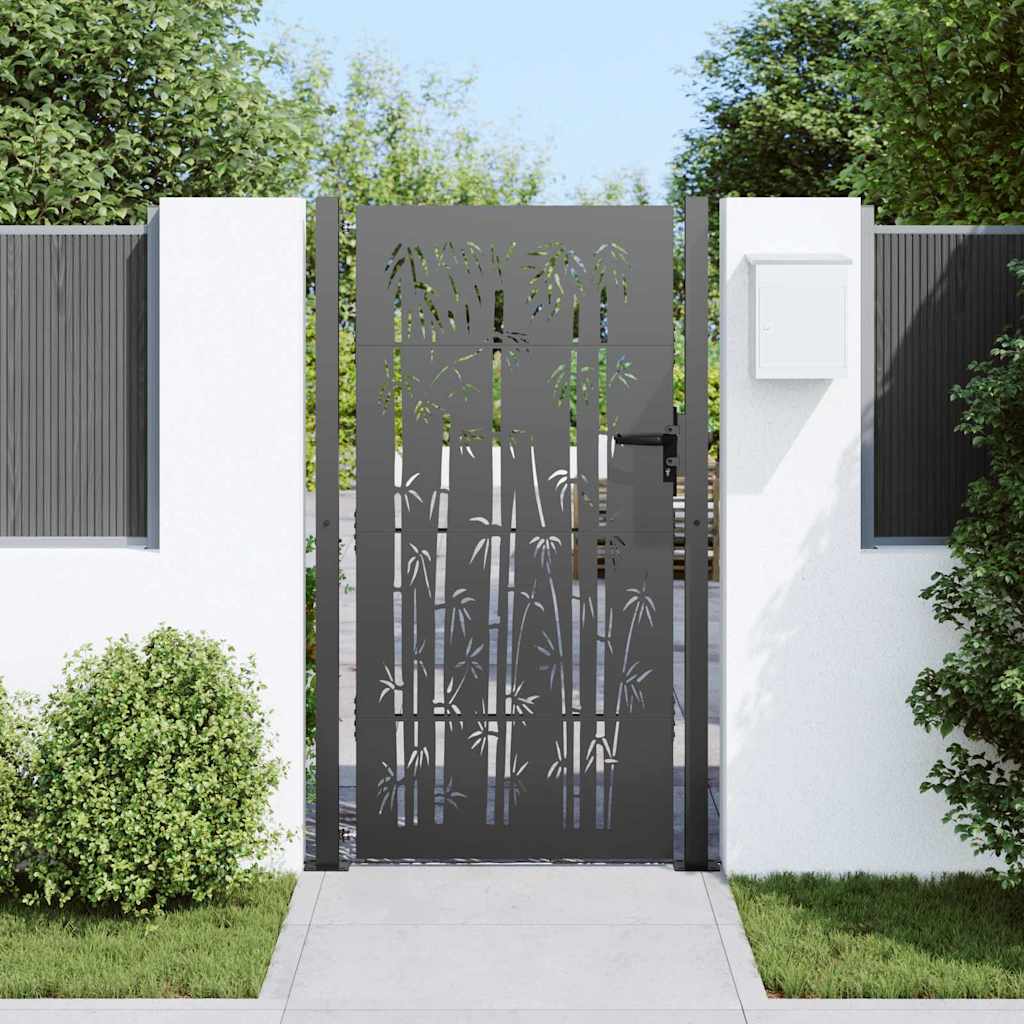 vidaXL Brama ogrodowa Czarny 110 x 180 cm Stal malowana proszkowo