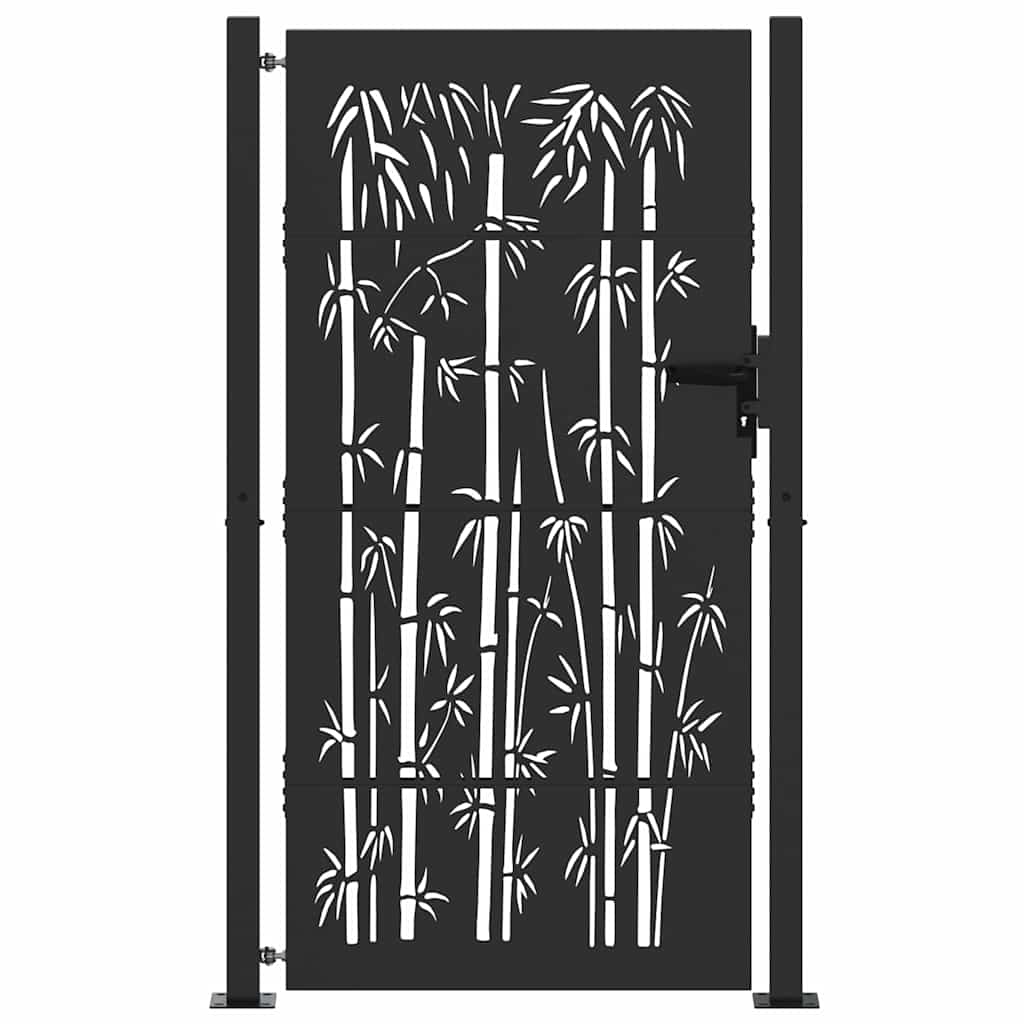 vidaXL Brama ogrodowa Czarny 110 x 205 cm Stal malowana proszkowo