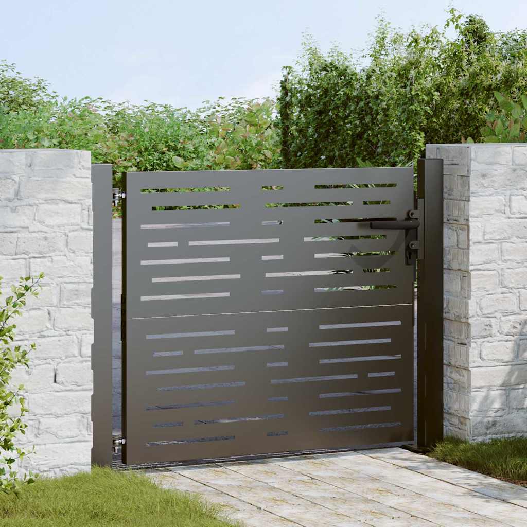 vidaXL Brama ogrodowa Czarny 110 x 105 cm Stal malowana proszkowo