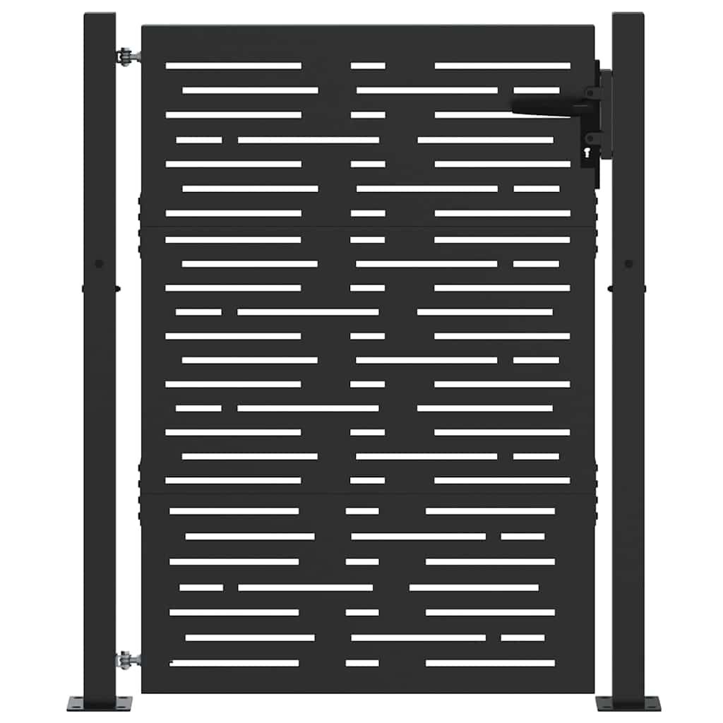 vidaXL Brama ogrodowa Czarny 110 x 130 cm Stal malowana proszkowo