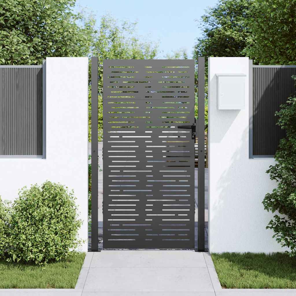 vidaXL Brama ogrodowa Czarny 110 x 180 cm Stal malowana proszkowo