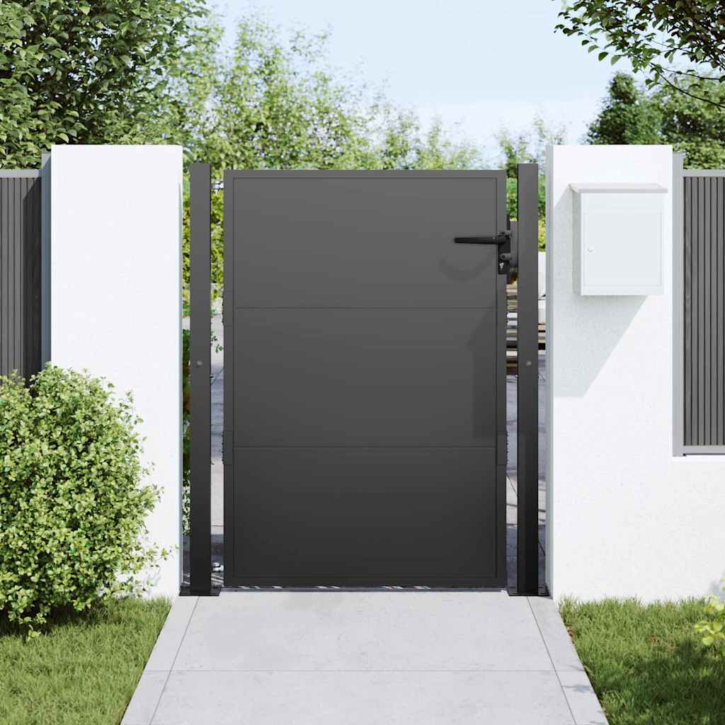 vidaXL Brama ogrodowa Czarny 110 x 155 cm Stal malowana proszkowo