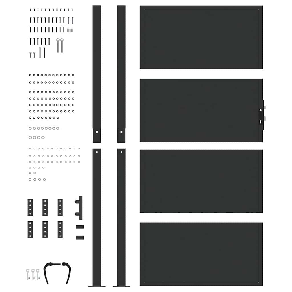 vidaXL Brama ogrodowa Czarny 110 x 180 cm Stal malowana proszkowo