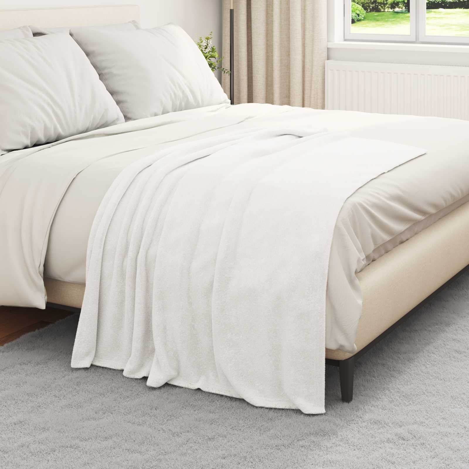 vidaXL Koc Biały 130 x 150 cm Polar