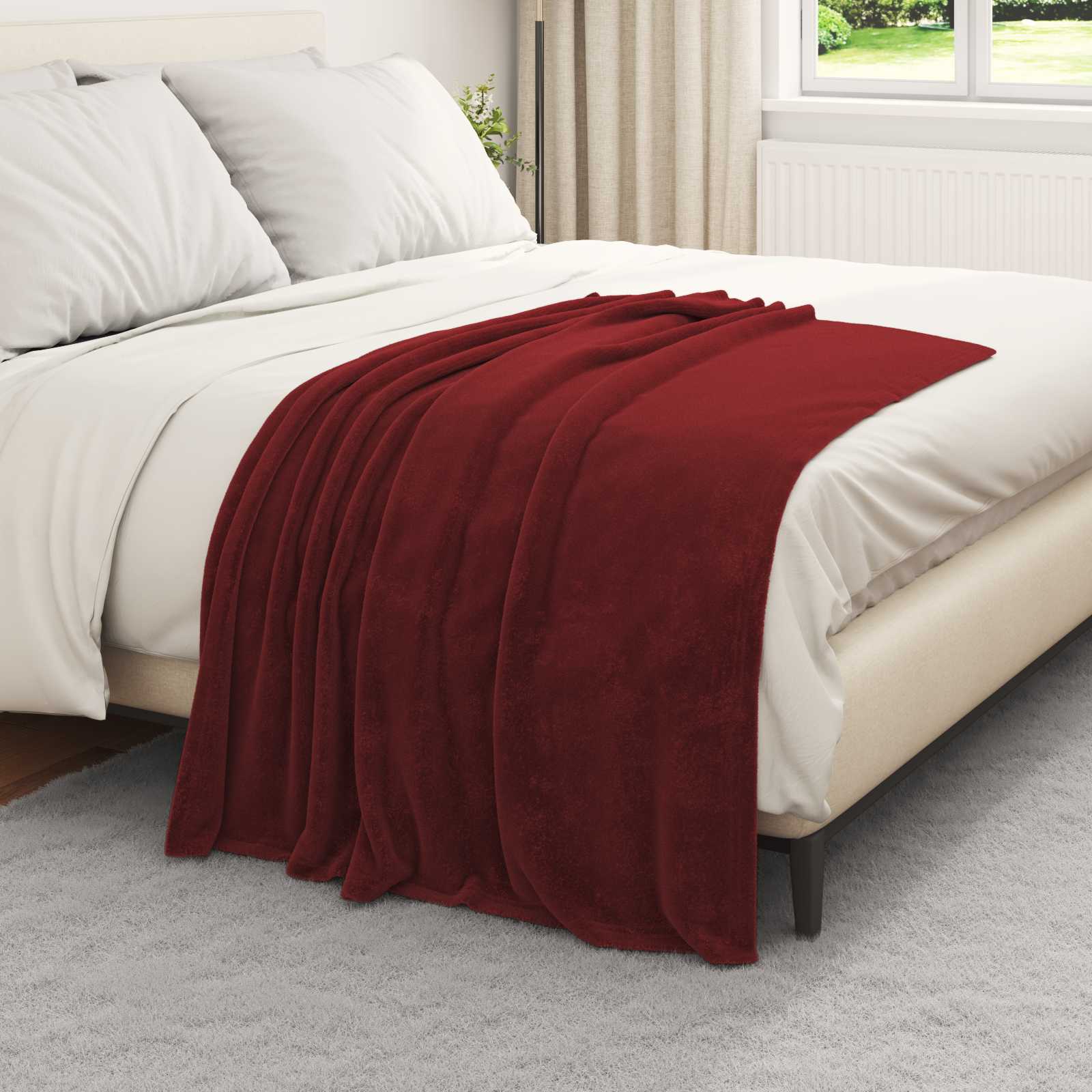 vidaXL Koc Bordeaux Czerwony 130 x 150 cm Polar