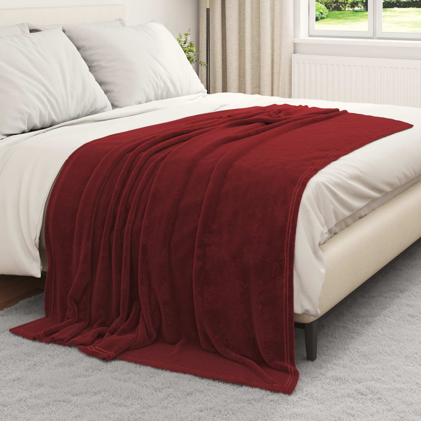 vidaXL Koc Bordeaux Czerwony 150 x 200 cm Polar