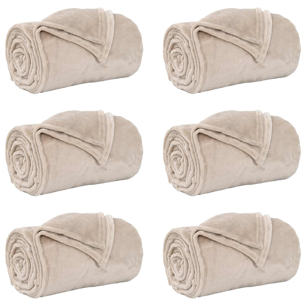 vidaXL Koce narzutowe 6 pcs Beżowy 240 x 270 cm Polar