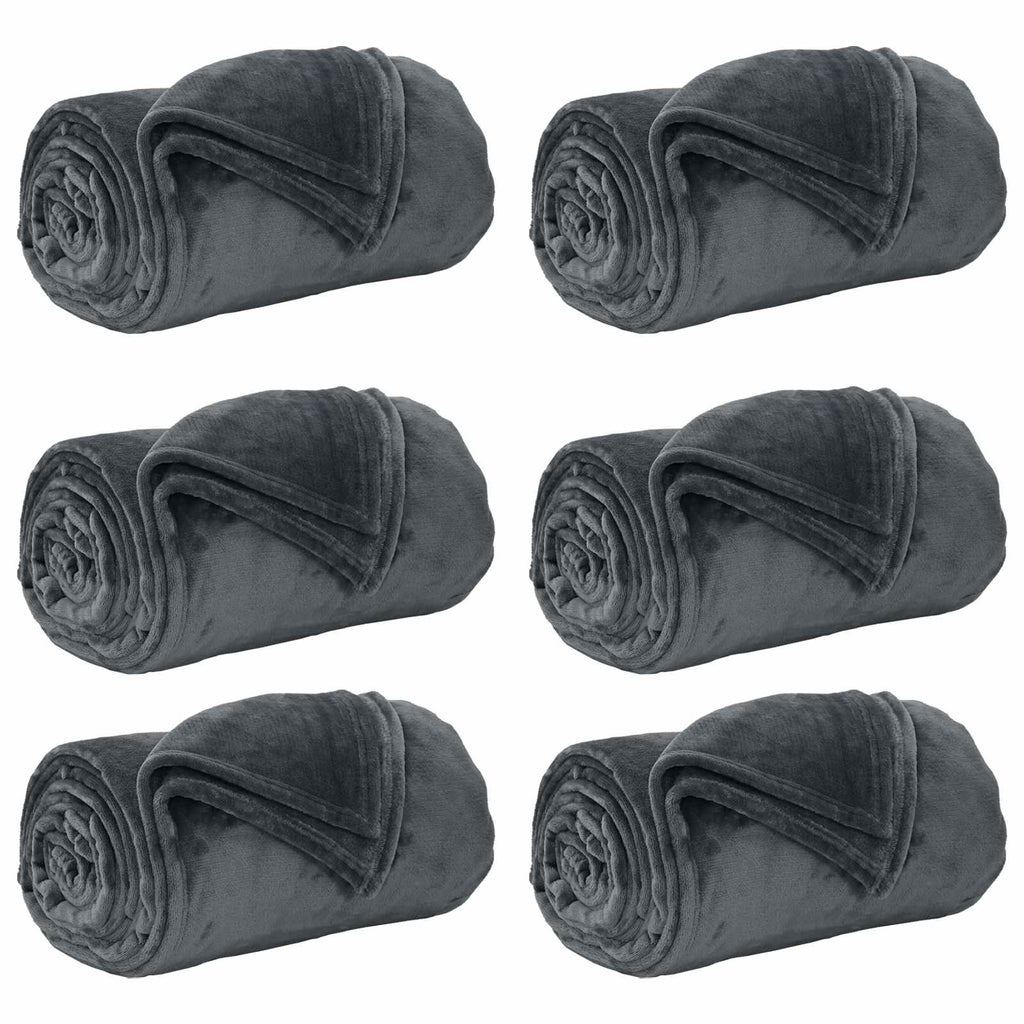 vidaXL Koce narzutowe 6 pcs Ciemnoszary 220 x 240 cm Polar