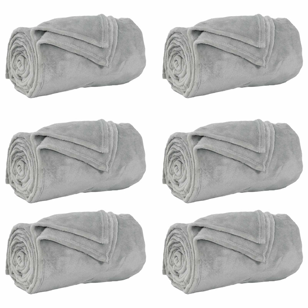 vidaXL Koce narzutowe 6 pcs Szary 240 x 270 cm Polar