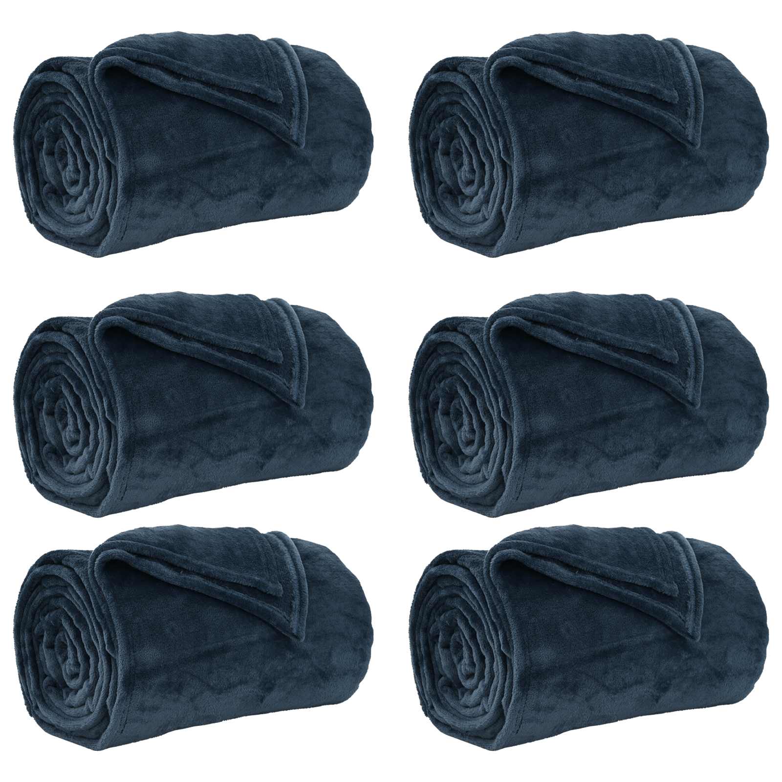 vidaXL Koce narzutowe 6 pcs Granatowy 240 x 270 cm Polar