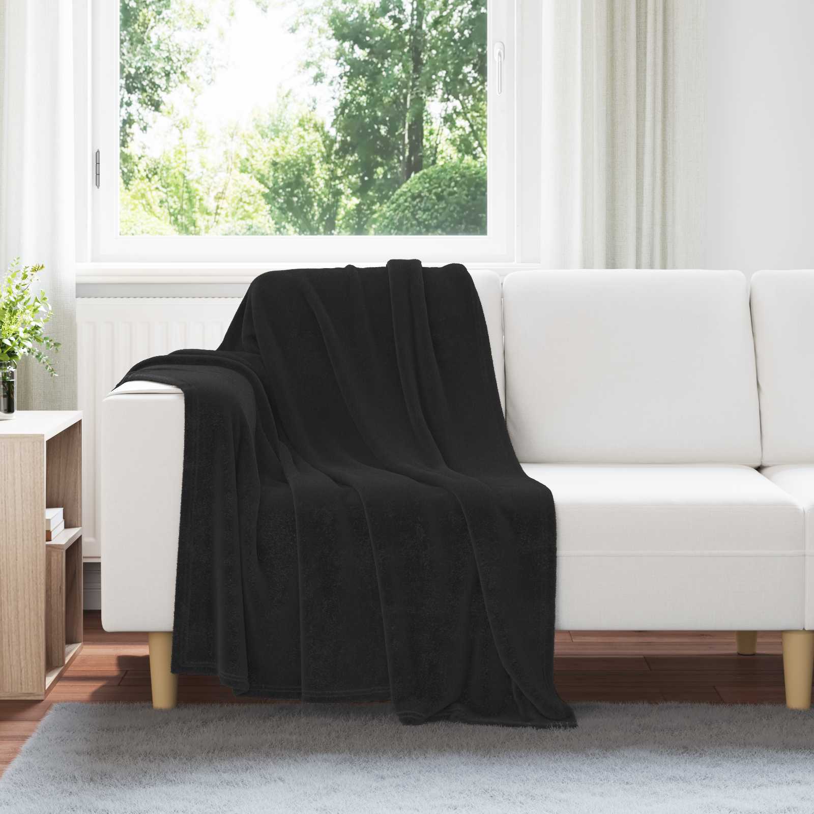 vidaXL Koce narzutowe 6 pcs Czarny 130 x 150 cm Polar