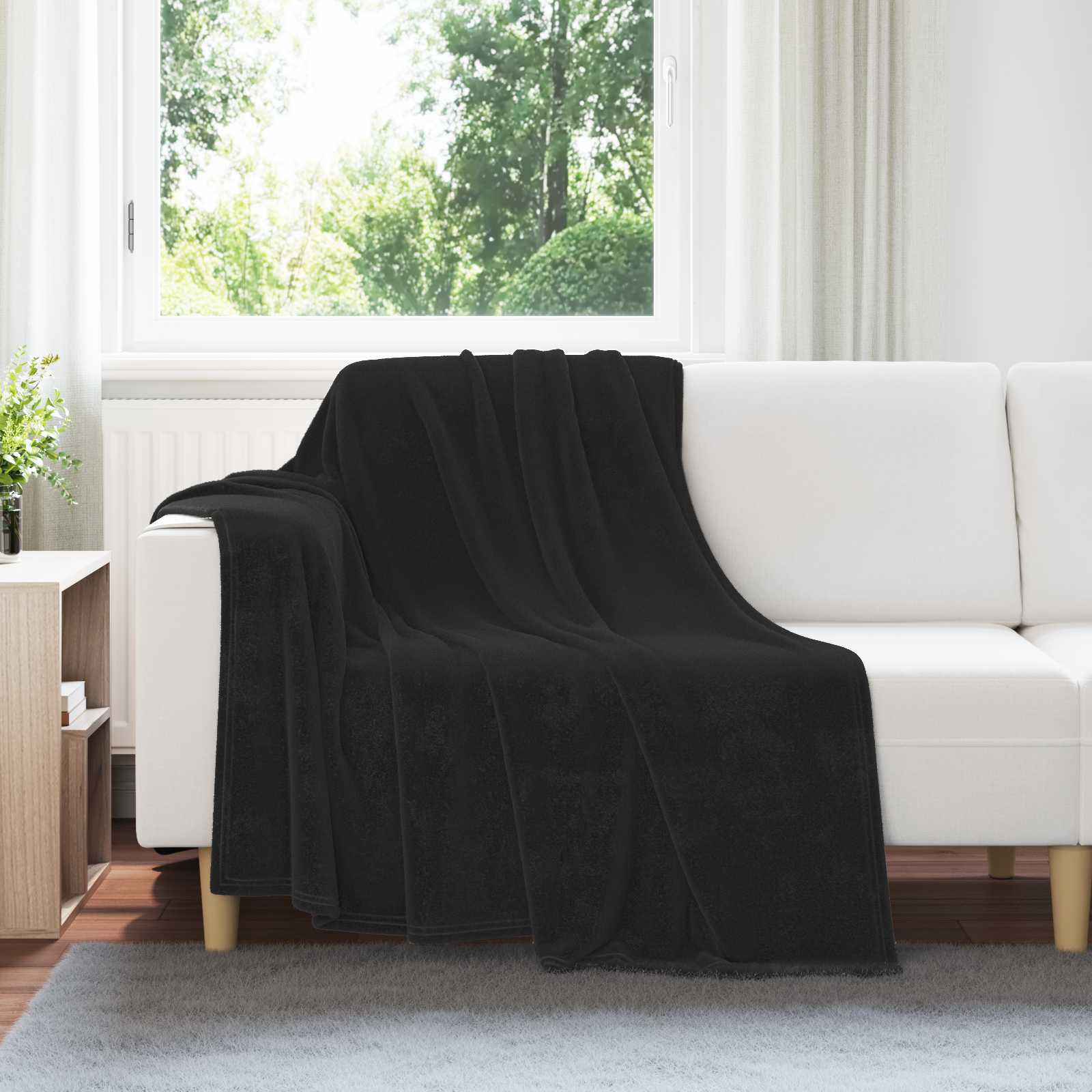 vidaXL Koce narzutowe 6 pcs Czarny 150 x 200 cm Polar