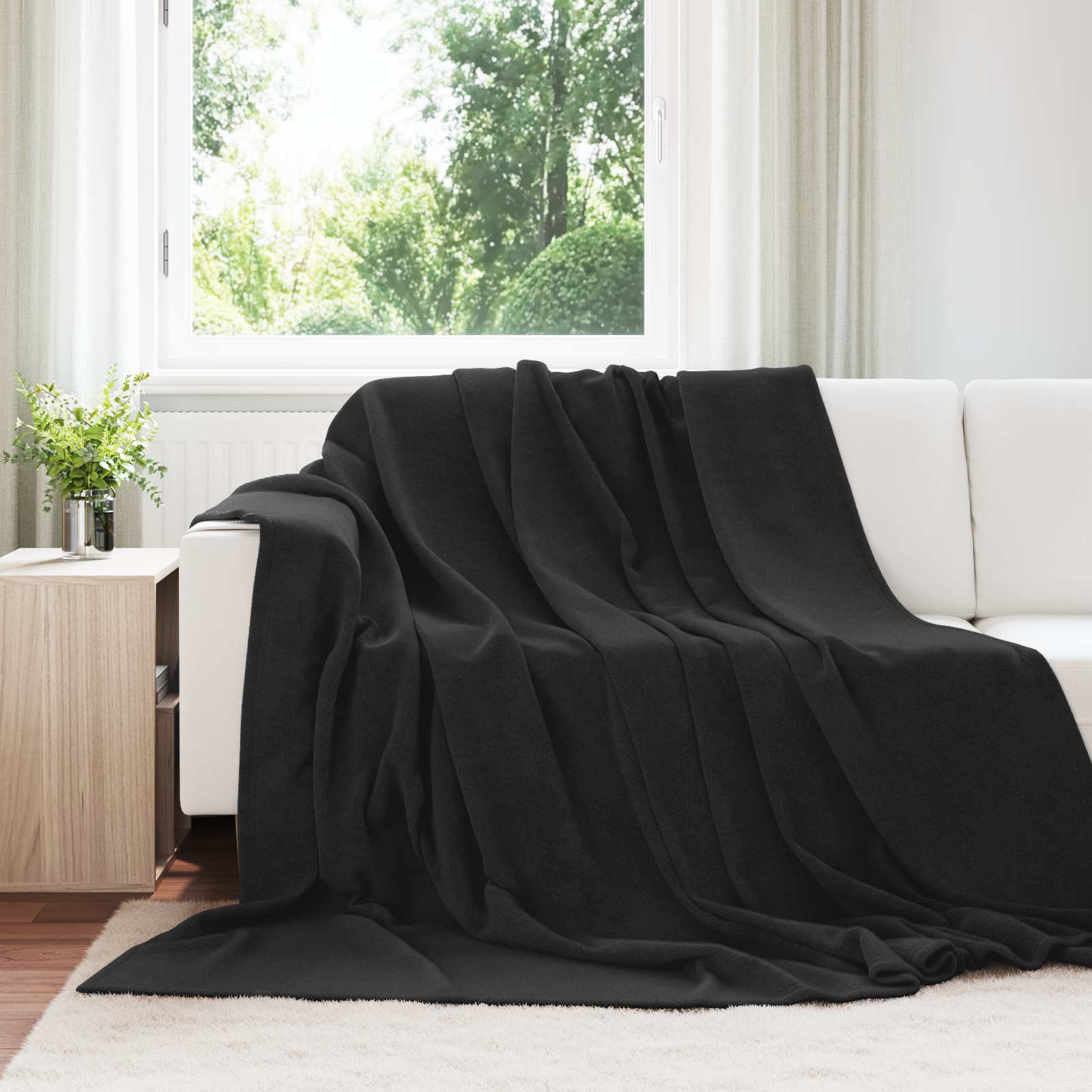 vidaXL Koce narzutowe 6 pcs Czarny 220 x 240 cm Polar