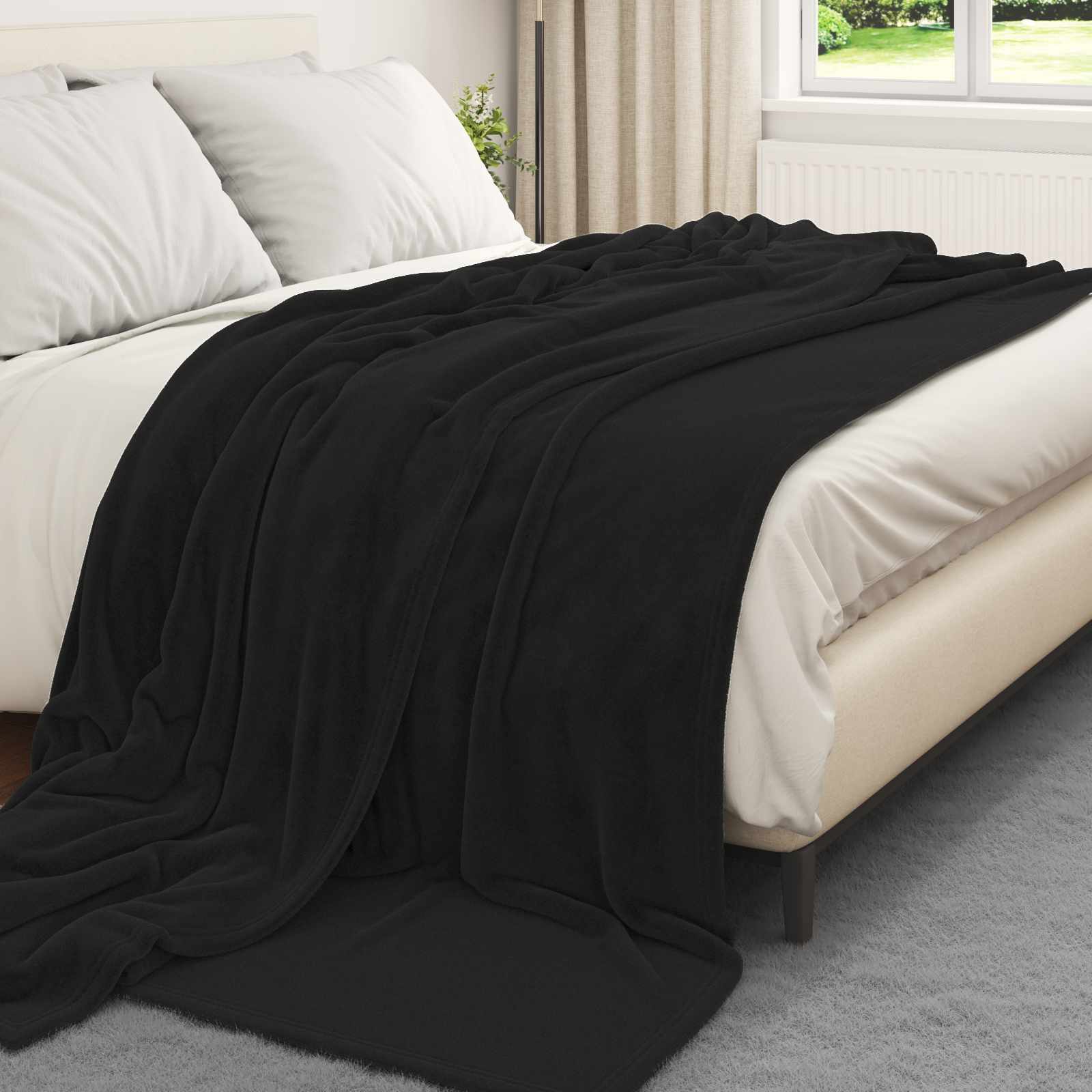 vidaXL Koce narzutowe 6 pcs Czarny 220 x 240 cm Polar