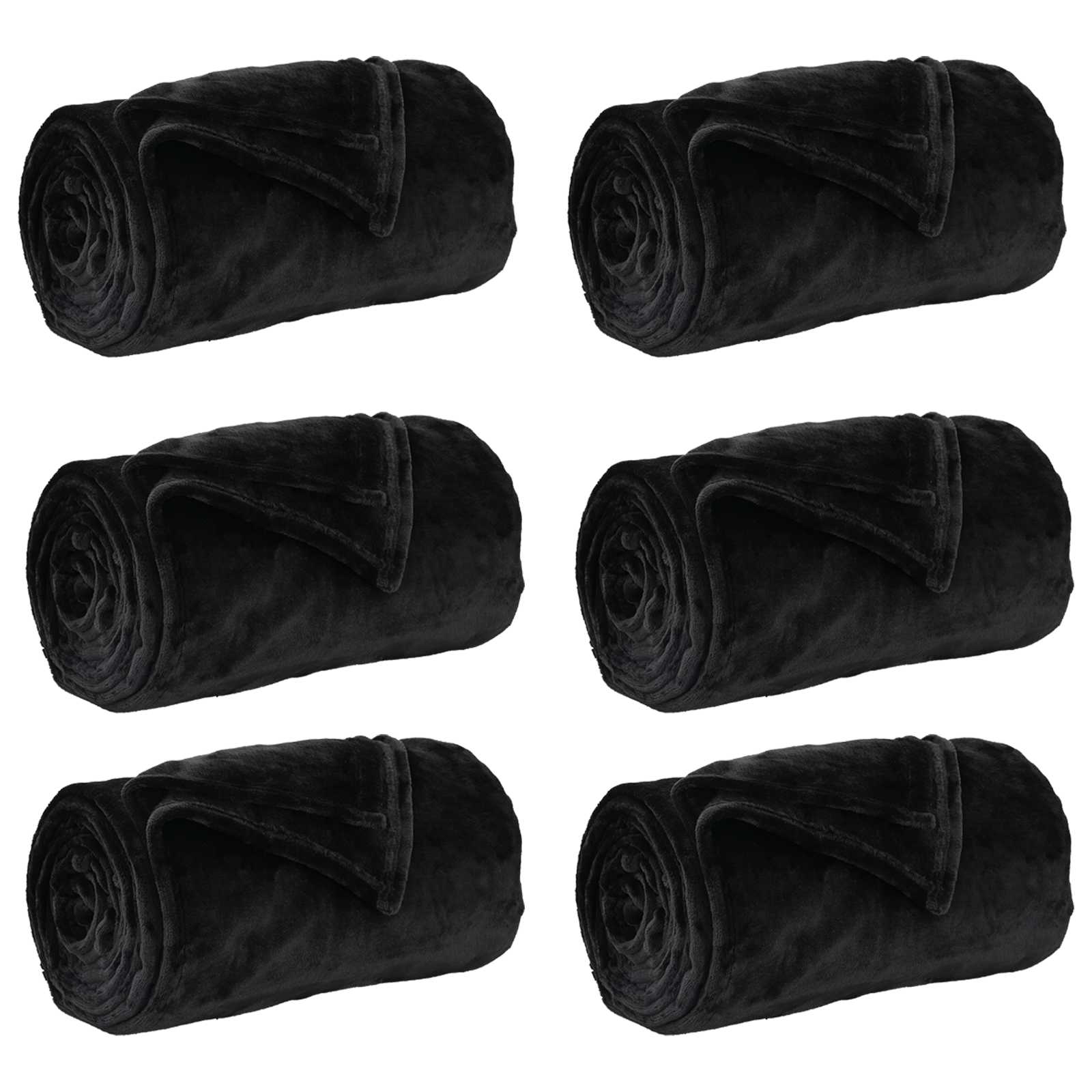 vidaXL Koce narzutowe 6 pcs Czarny 220 x 240 cm Polar