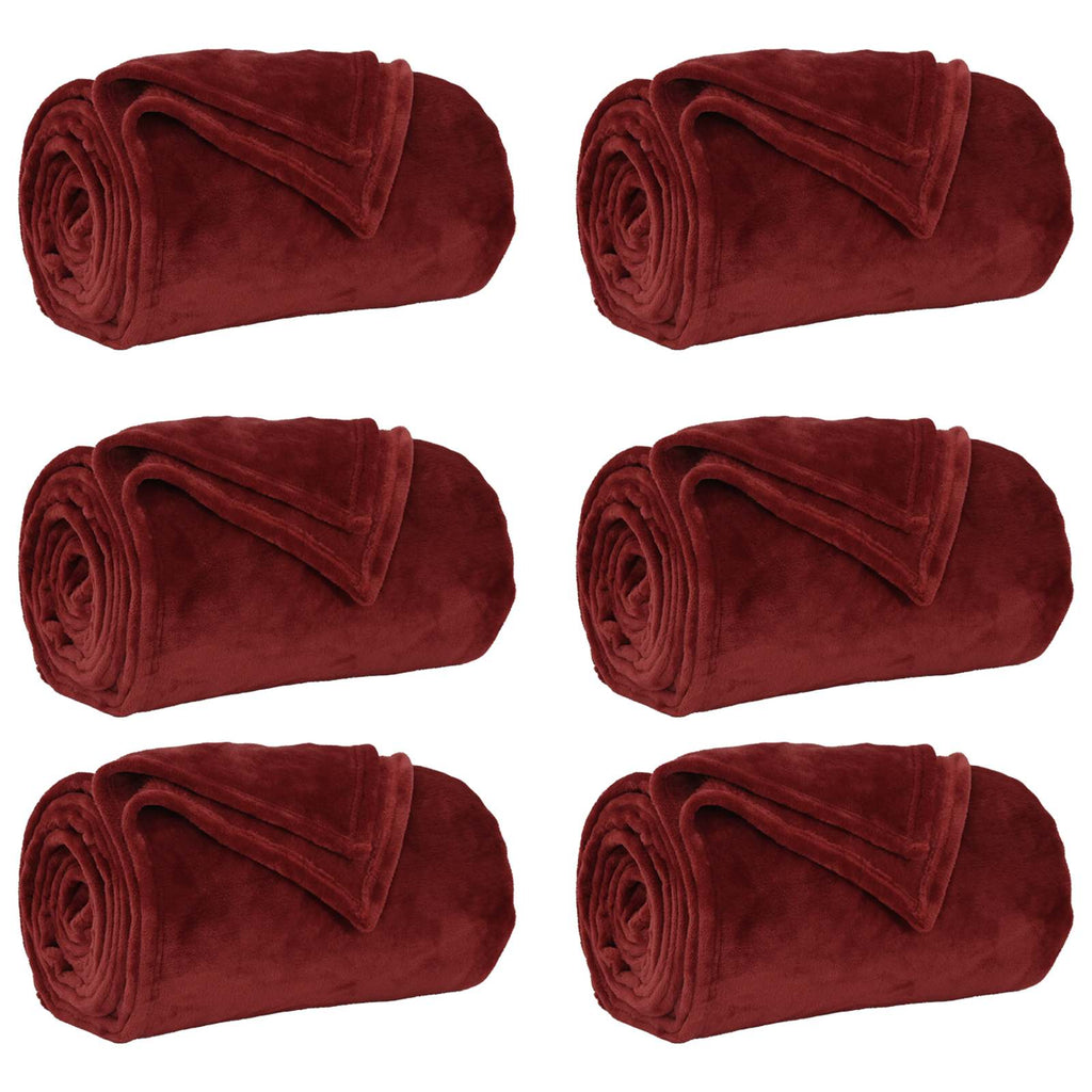 vidaXL Koce narzutowe 6 pcs Bordeaux Czerwony 220 x 240 cm Polar