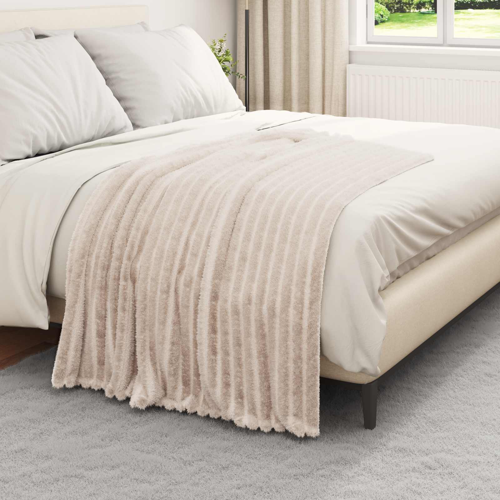 vidaXL Koc Beżowy 150 x 130 cm Polar