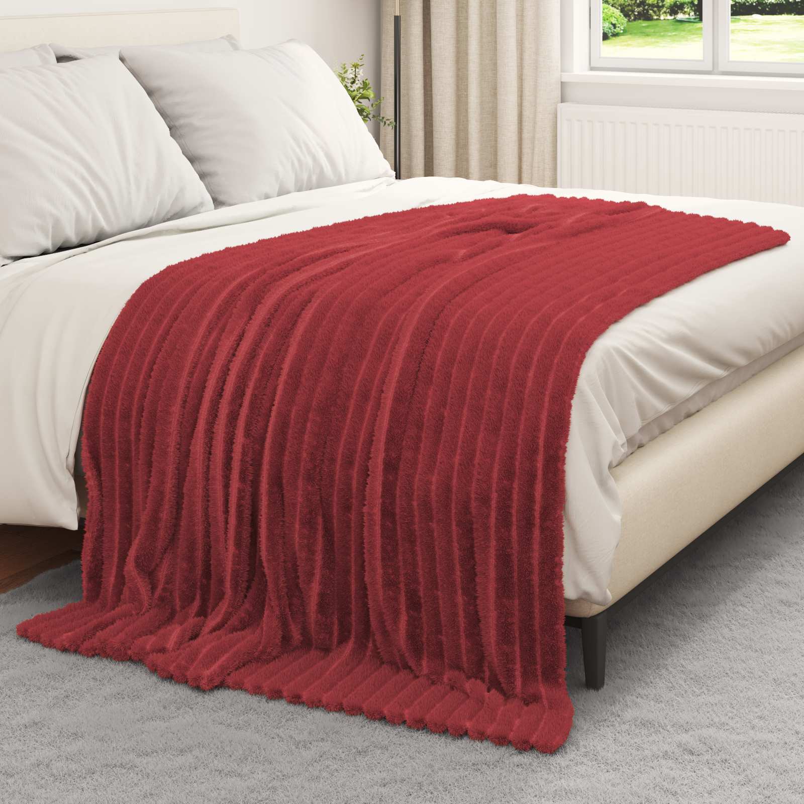 vidaXL Koc Bordeaux Czerwony 200 x 150 cm Polar
