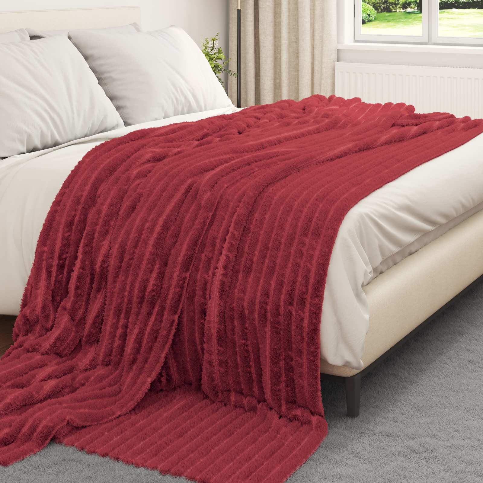 vidaXL Koc Bordeaux Czerwony 240 x 220 cm Polar