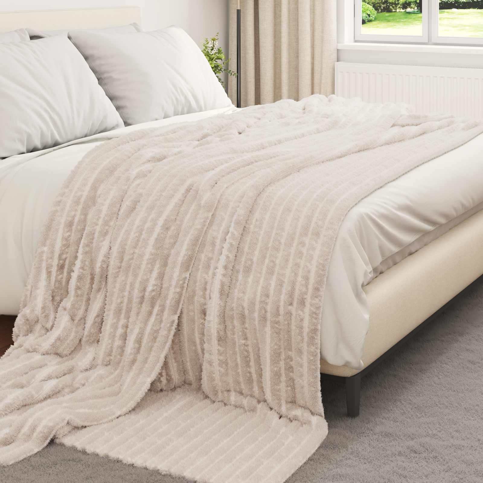 vidaXL Koce narzutowe 6 pcs Beżowy 270 x 240 cm Polar