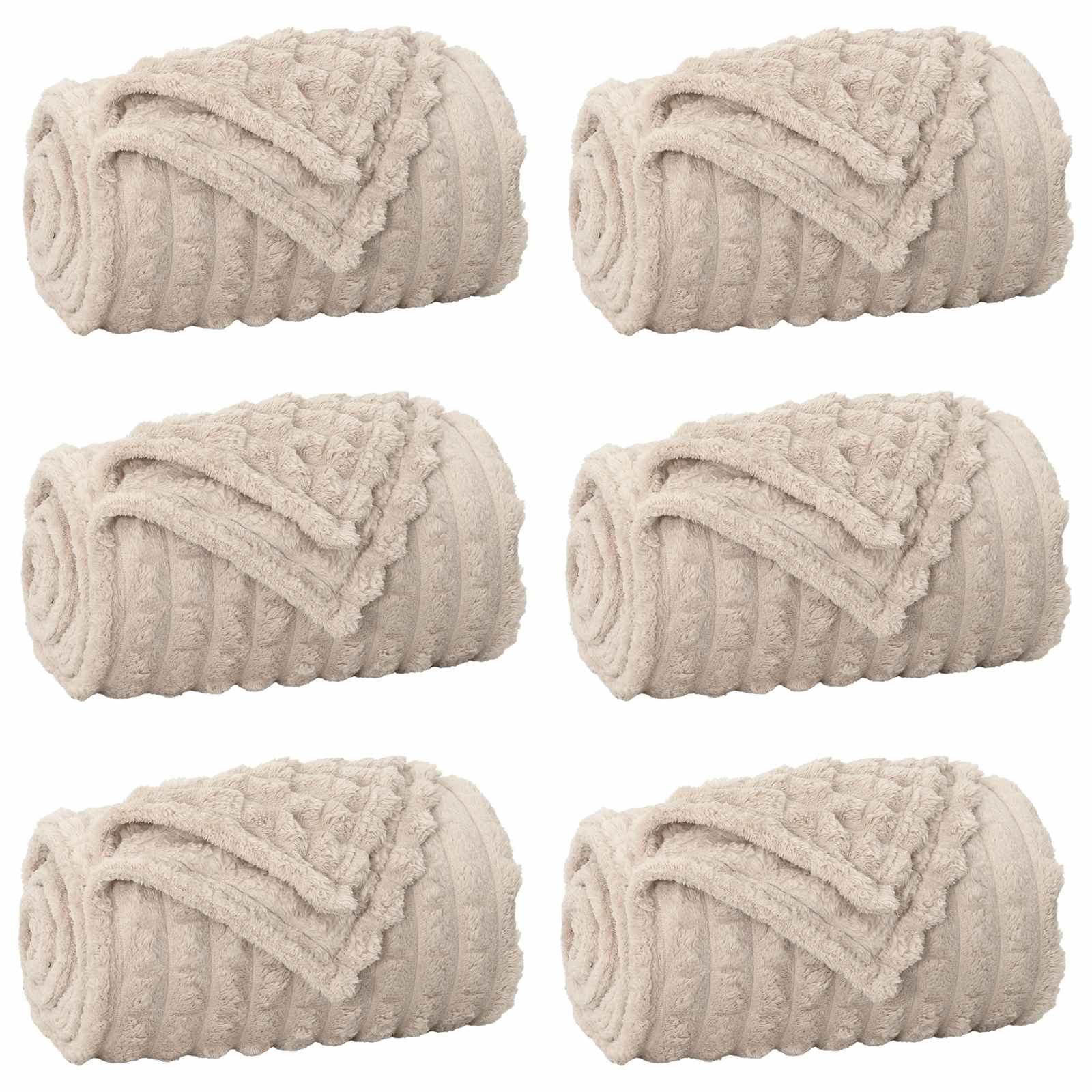 vidaXL Koce narzutowe 6 pcs Beżowy 270 x 240 cm Polar