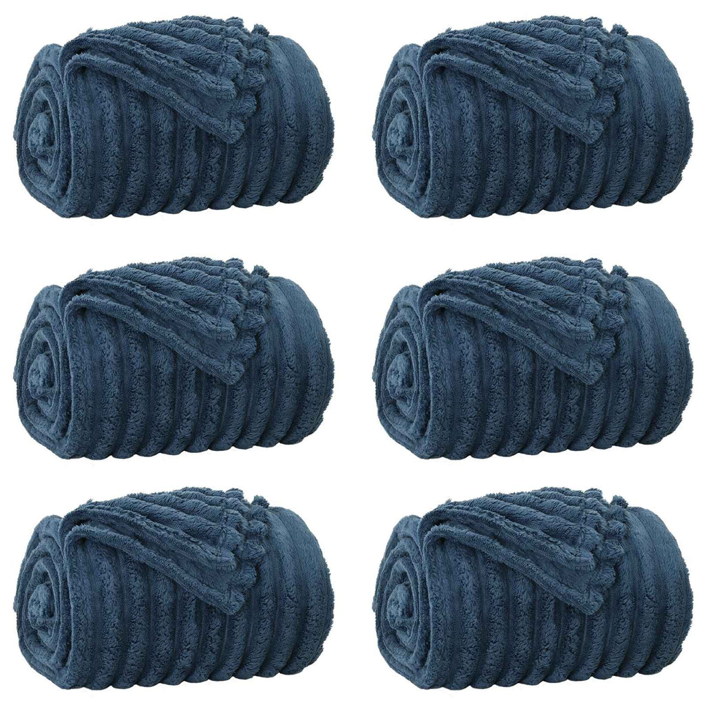 vidaXL Koce narzutowe 6 pcs Granatowy 240 x 220 cm Polar