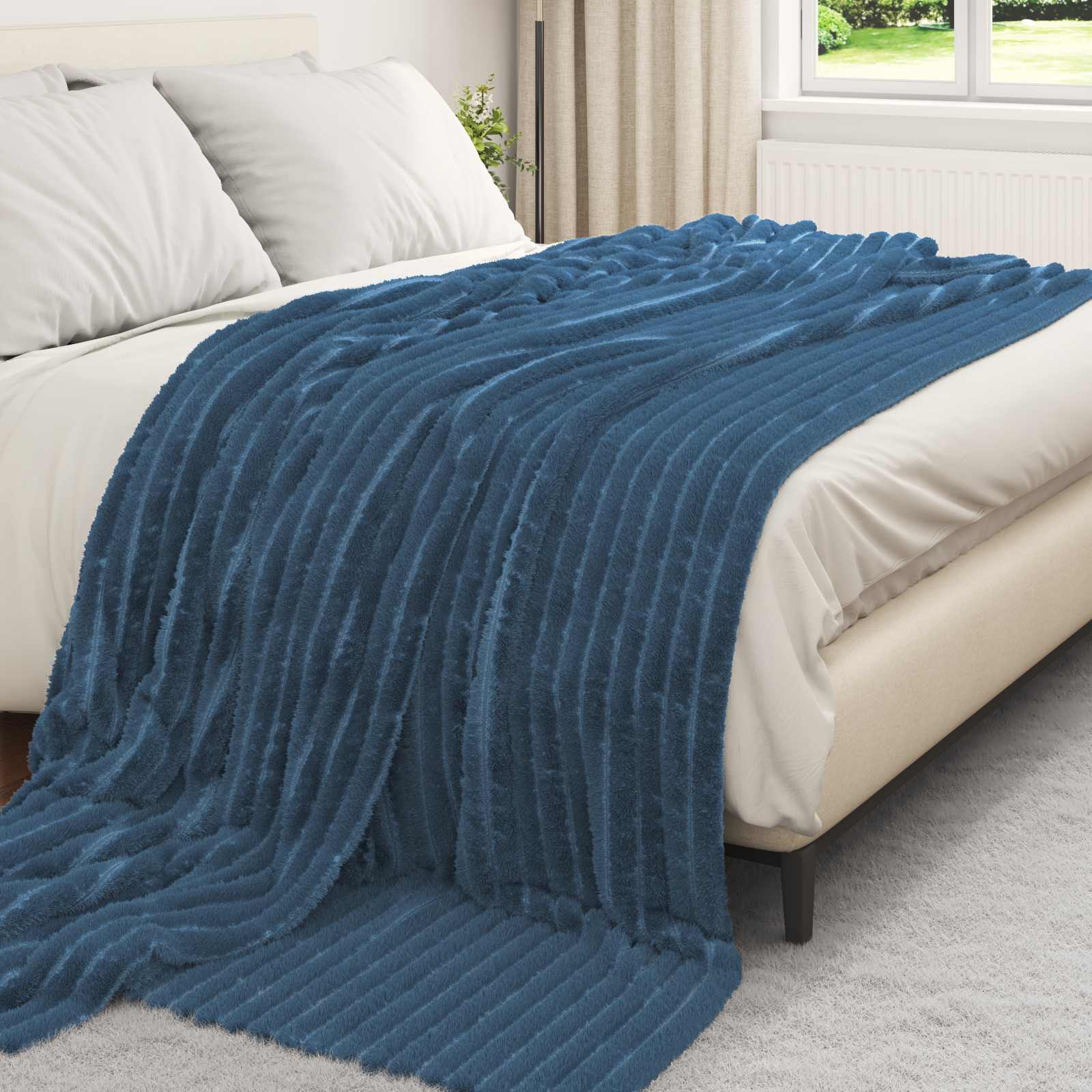 vidaXL Koce narzutowe 6 pcs Granatowy 270 x 240 cm Polar