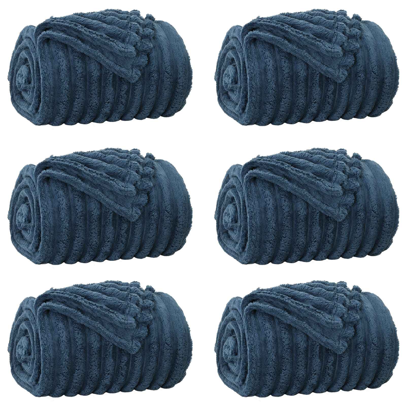 vidaXL Koce narzutowe 6 pcs Granatowy 270 x 240 cm Polar