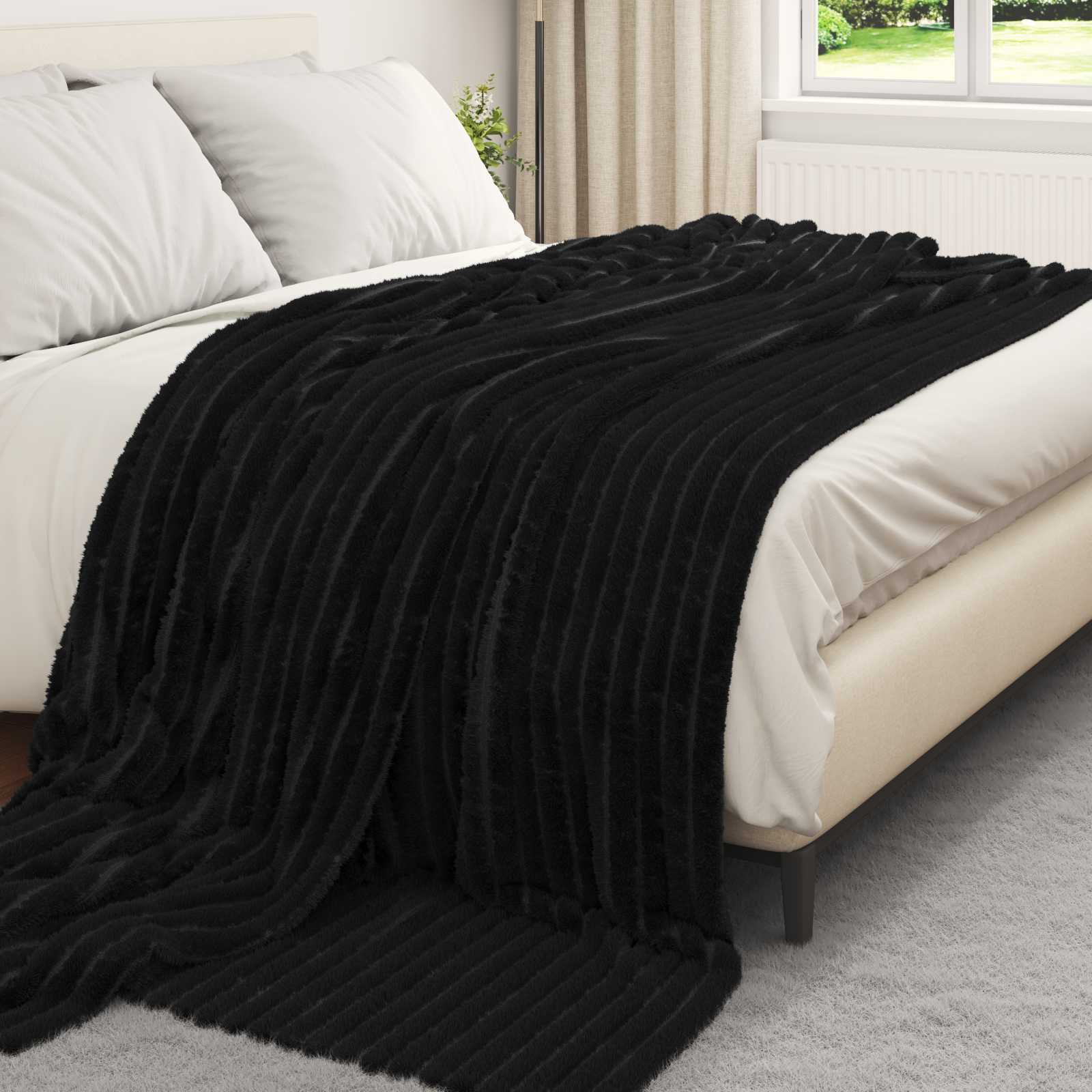 vidaXL Koce narzutowe 6 pcs Czarny 240 x 220 cm Polar