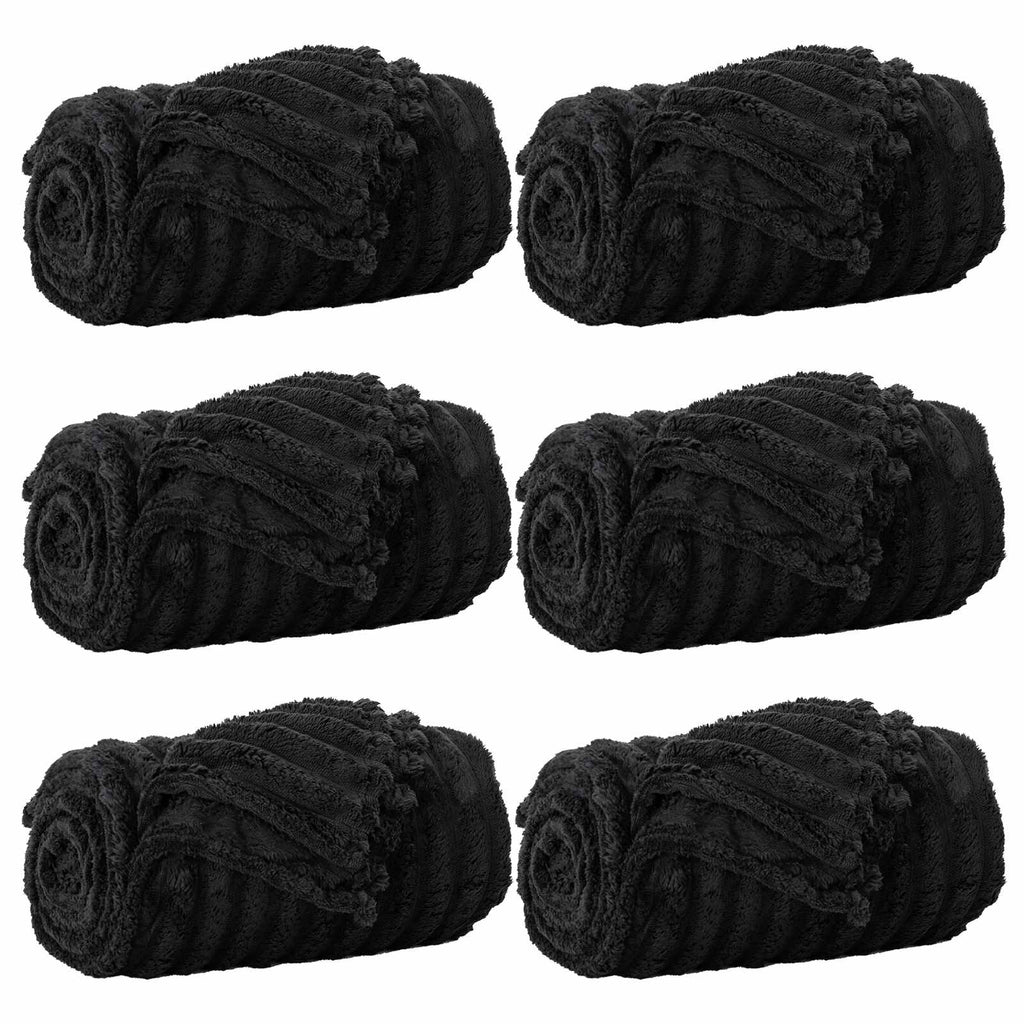vidaXL Koce narzutowe 6 pcs Czarny 240 x 220 cm Polar