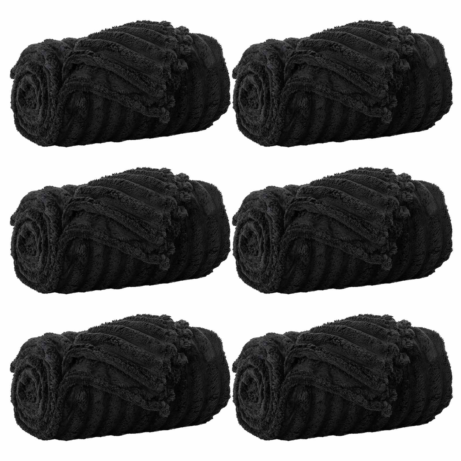 vidaXL Koce narzutowe 6 pcs Czarny 240 x 220 cm Polar