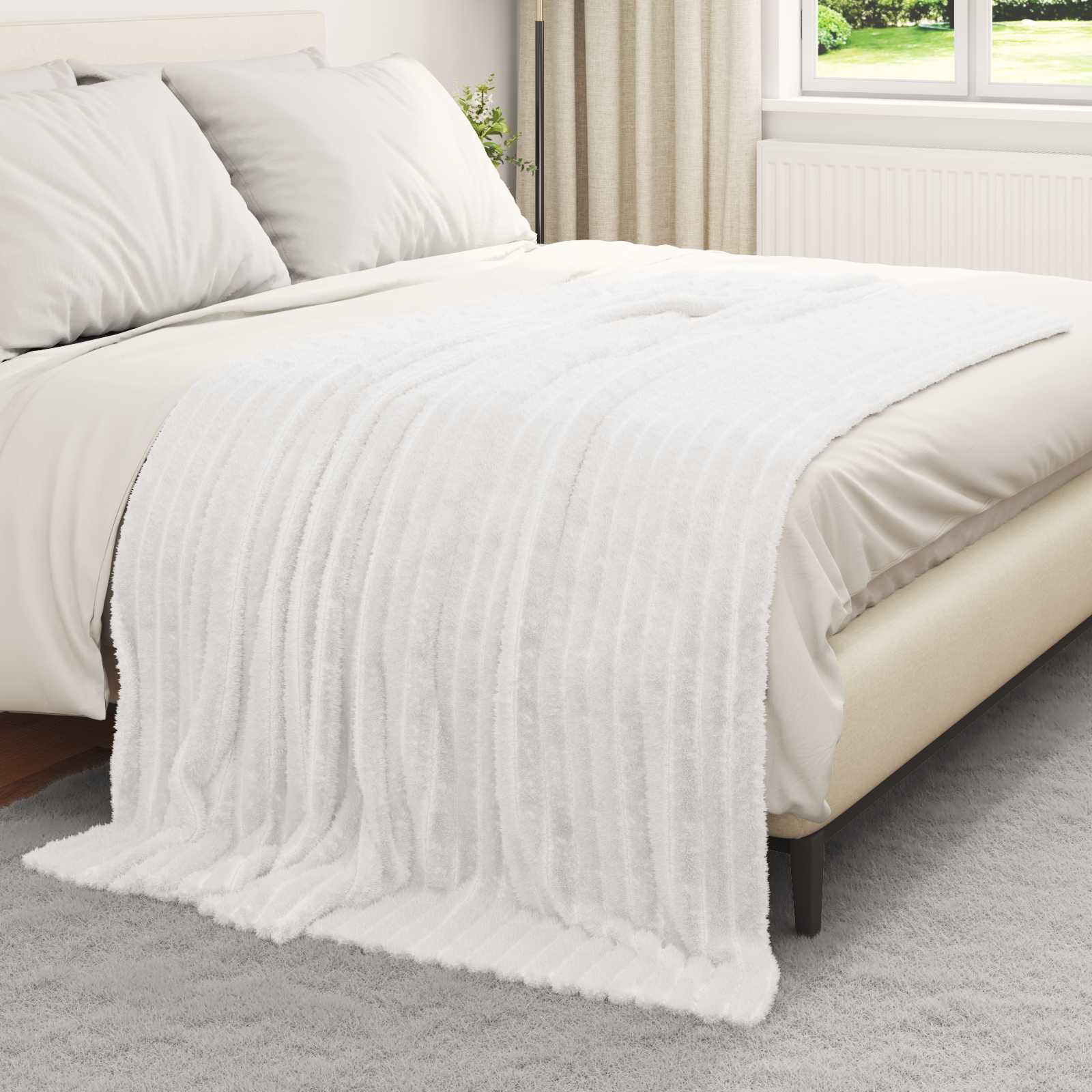 vidaXL Koce narzutowe 6 pcs Biały 200 x 150 cm Polar