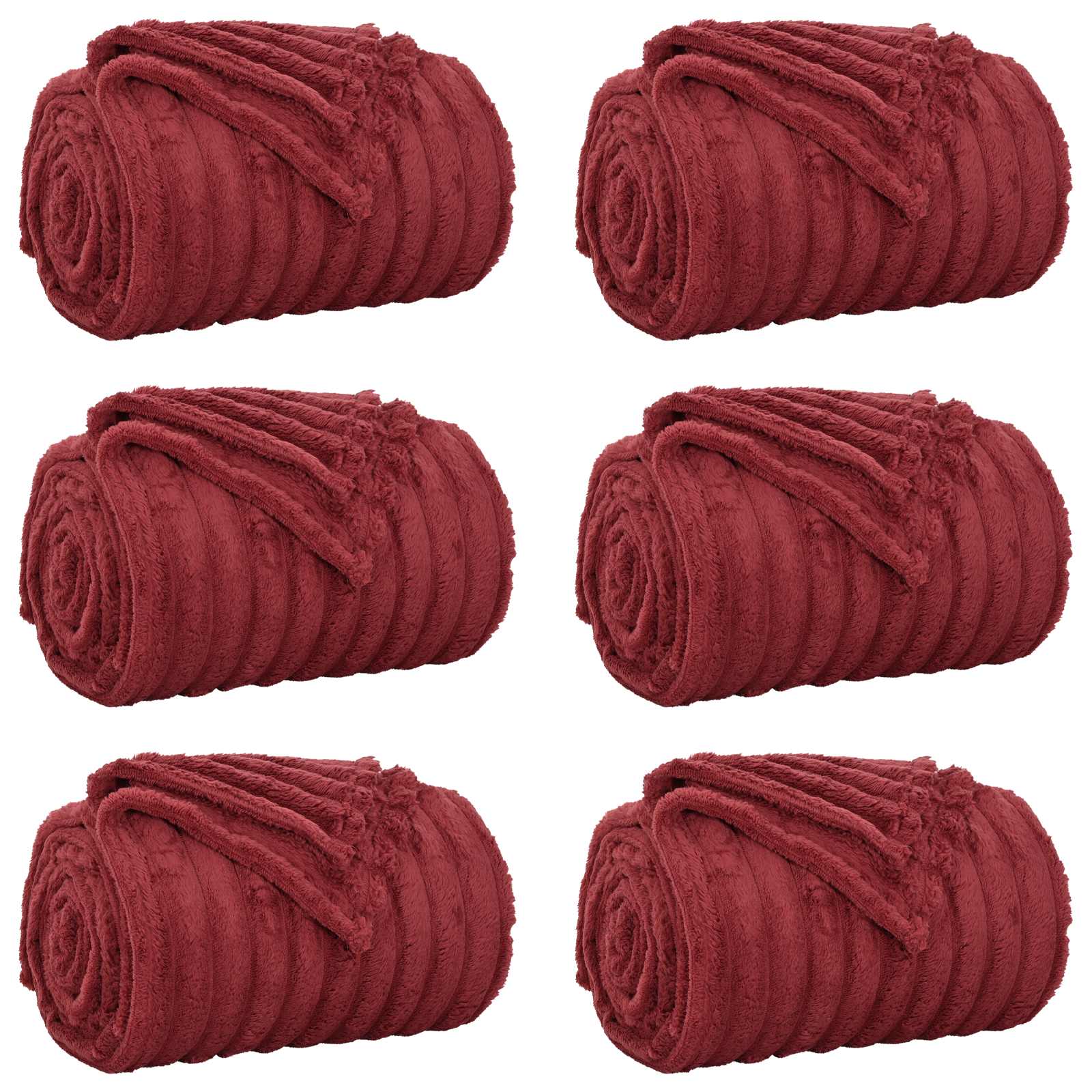 vidaXL Koce narzutowe 6 pcs Bordeaux Czerwony 200 x 150 cm Polar