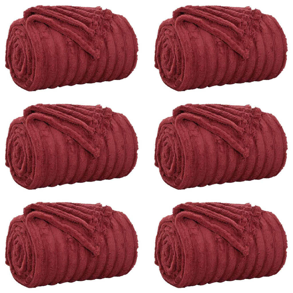vidaXL Koce narzutowe 6 pcs Bordeaux Czerwony 240 x 220 cm Polar