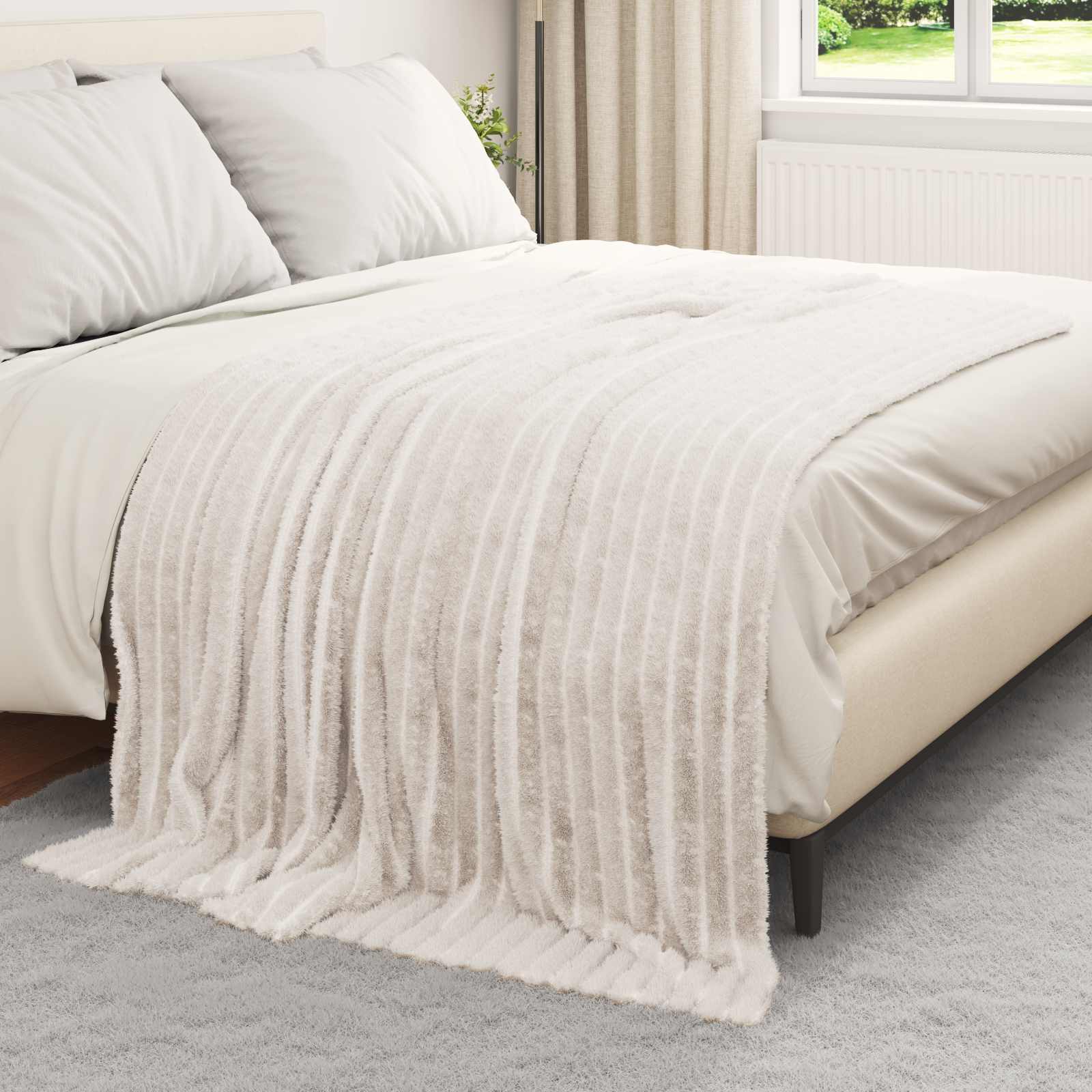 vidaXL Koce narzutowe 6 pcs Kremowy 200 x 150 cm Polar